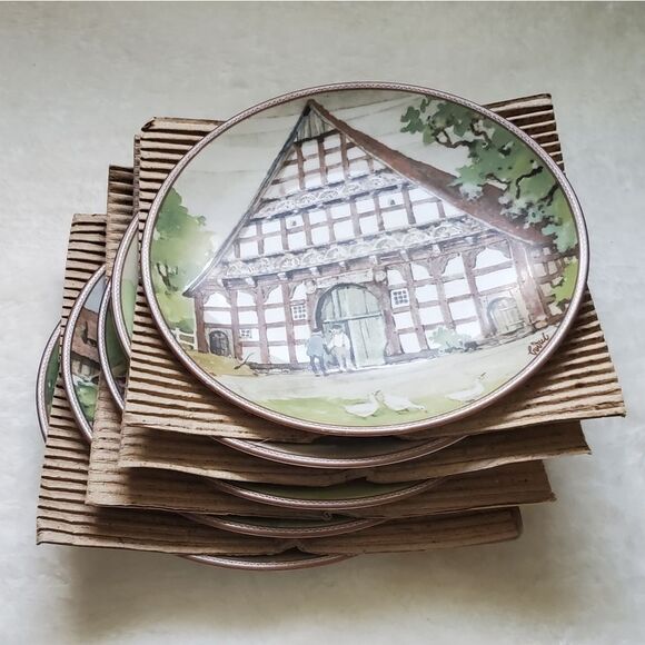𝅺Vintage Karl Bedal Bundle of 5 German Collectable Porcelain Plates Farmhouse - Picture 3 of 3